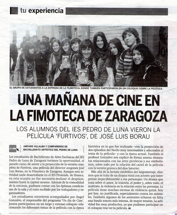 Bachillerato Artes IES Pedro de Luna FURTIVOS PdeE 500