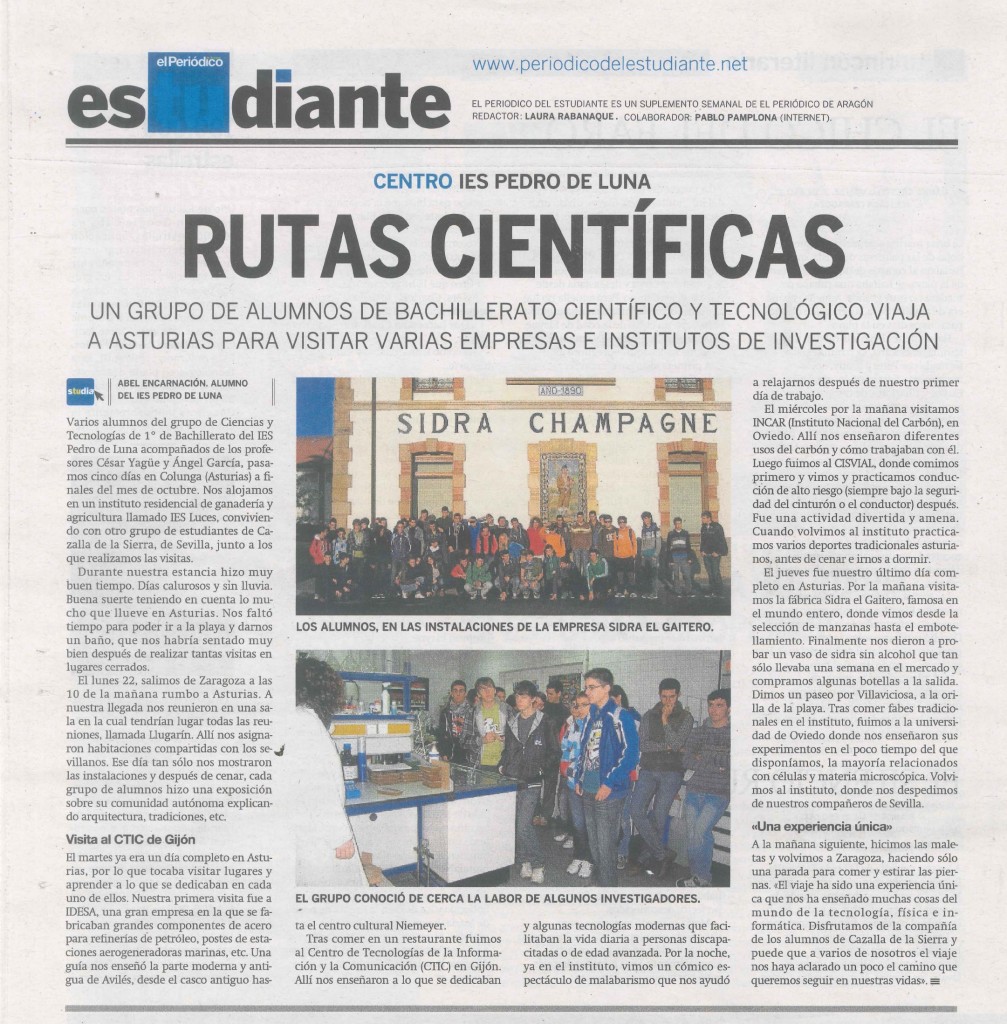 Rutas Cientificas 2012 IES Pedro de Luna